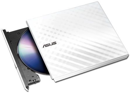 Привід оптичний портативний ASUS SDRW-08D2S-U LITE DVD+-R/RW burner USB2.0 білий Retail Box Slim