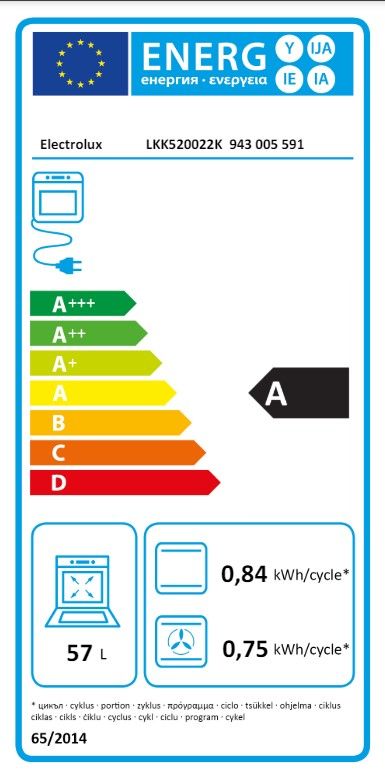 Плита Electrolux комбінована, 57л, 50x60см, конвекція, чорний