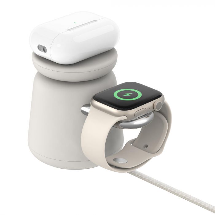 Зарядний пристрій бездротовий Belkin 2в1 MagSafe iPhone/Watch/AirPods, Sand Mass