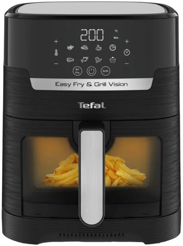 Мультипіч Tefal Easy Fry&Grill Vision Window, 1550Вт, чаша-4.2л, сенсорне керув., 10 програм, з віконцем, пластик, чорний