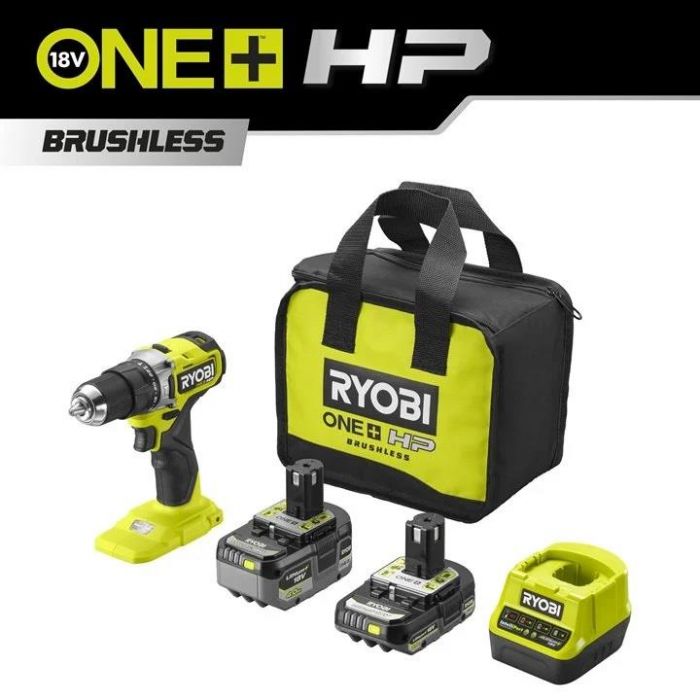 Шурупокрут-дриль ударний акумуляторний Ryobi ONE+ HP RPD18C-242S 18В 1х2А·год 1х4А·год ЗП 54Нм 450·1700об·хв 1кг сумка