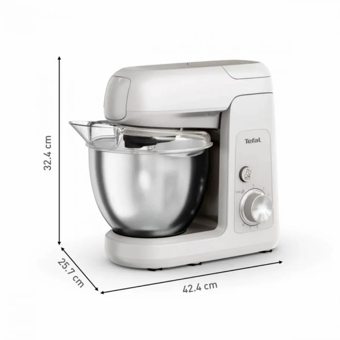 Кухонна машина Tefal Bake Partner 1100Вт, чаша-метал, корпус-пластик, насадок-8, білий