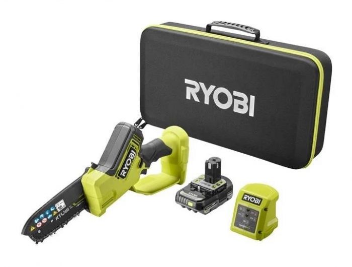 Пила ланцюгова акумуляторна Ryobi ONE+ HP RY18PSX15A-120T 18B 1х2А·год ЗП шина 15см безщіткова 6м/с 1.19кг кейс