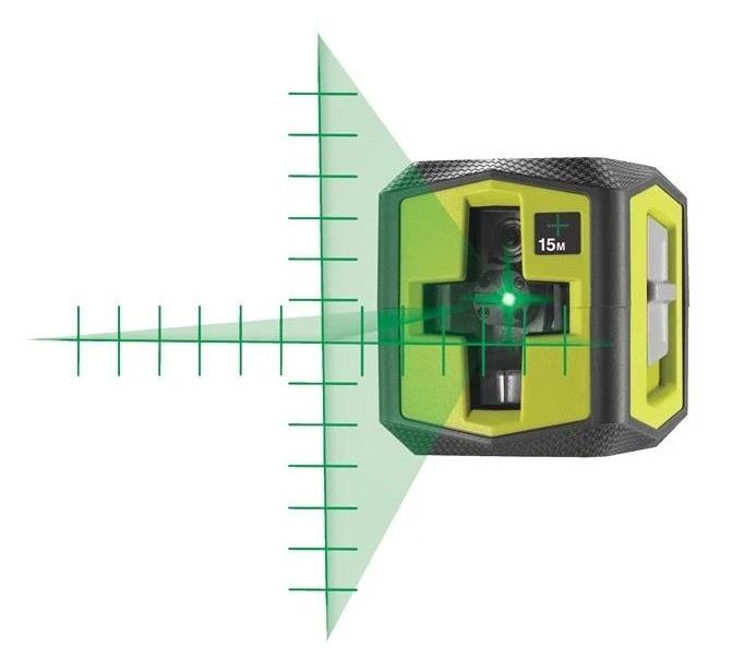 Нівелір лазерний Ryobi RBCLLG2 до 15м ±0.5мм перехресний зелений промінь 2хАА 0.4кг