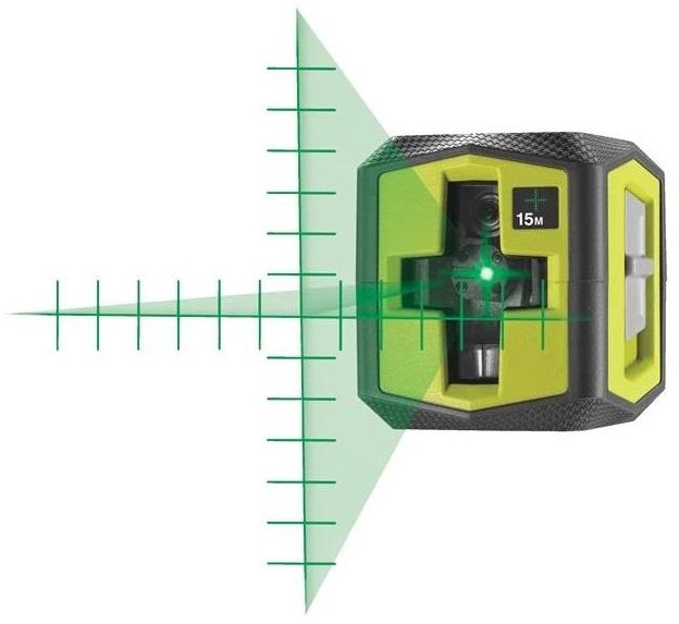 Нівелір лазерний Ryobi RBCLLG2 до 15м ±0.5мм перехресний зелений промінь 2хАА 0.4кг