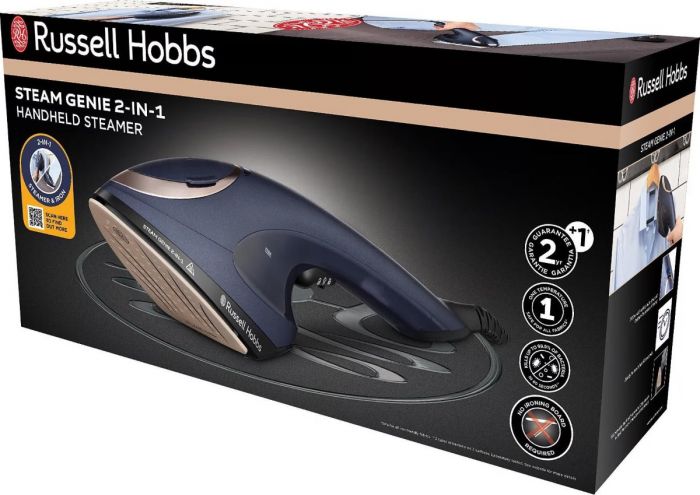 Відпарювач Russell Hobbs Steam Genie 2-в-1, 1700Вт, 150мл, паровий удар -20гр, постійна пара - 20гр, керам. підошва, синій