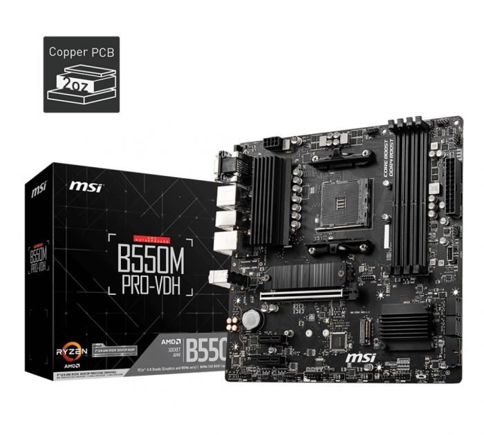 Материнcька плата MSI B550M PRO-VDH sAM4 B550 4xDDR4 M.2 HDMI DP D-Sub mATX