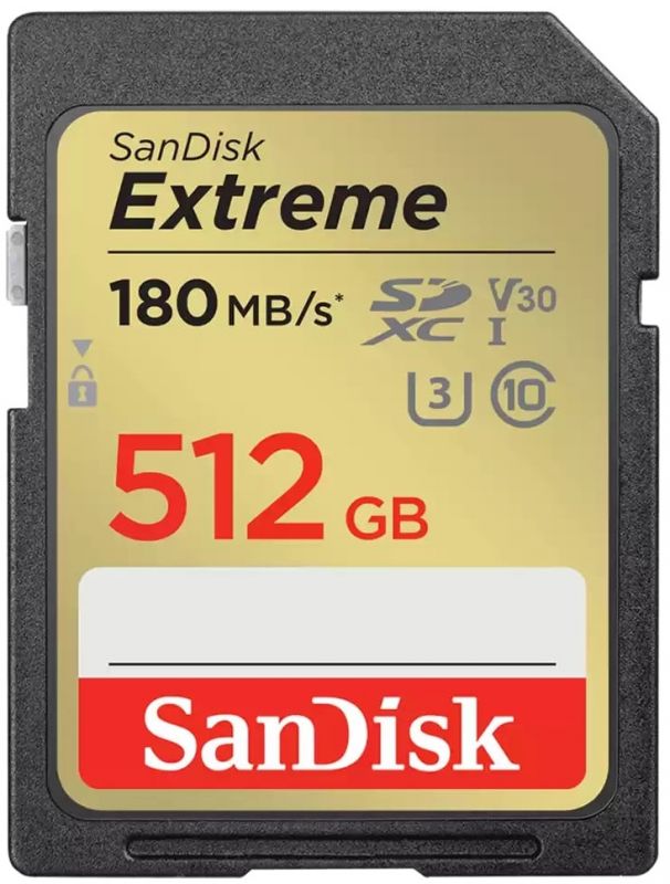 Карта пам'яті SanDisk SD  512GB C10 UHS-I U3 R180/W130MB/s Extreme V30