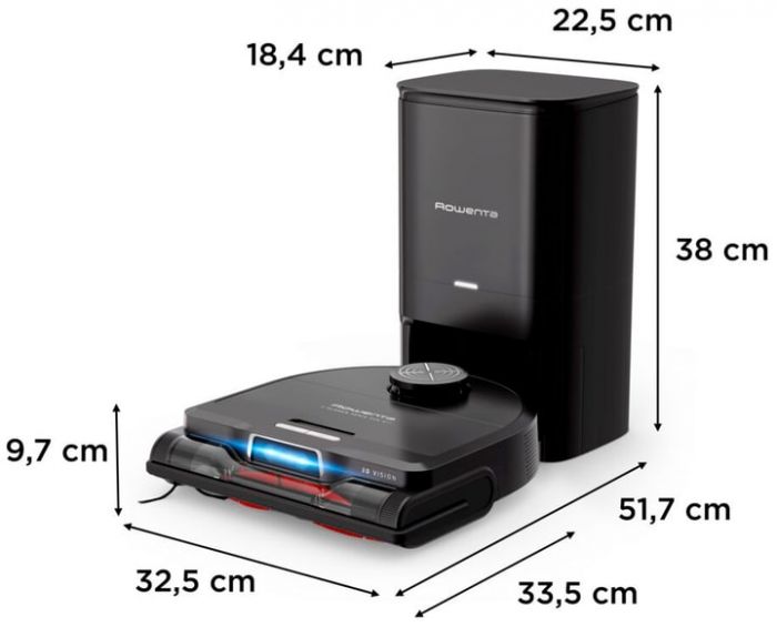 Робот-пилосос Rowenta миючий X-Plorer Serie 220+ Animal & Allergy Model, 5600ПаВт, h=9.7см, 0.35л, конт пил -0.22л, автон. робота до 120хв, чорний