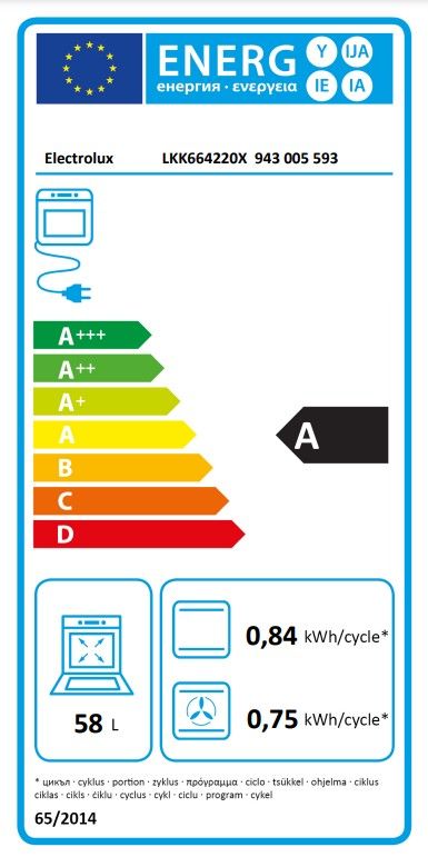 Плита Electrolux комбінована, 58л, 60x60см, дисплей, конвекція, чавун, пара, нерж