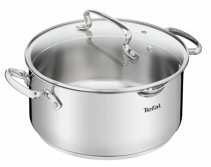 Каструля Tefal DUETTO, 5л, з кришкою, нержавіюча сталь, скло