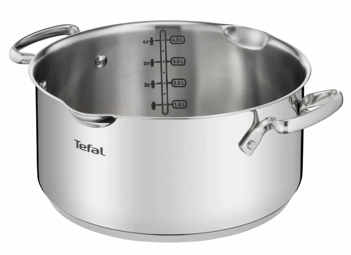 Каструля Tefal DUETTO, 5л, з кришкою, нержавіюча сталь, скло