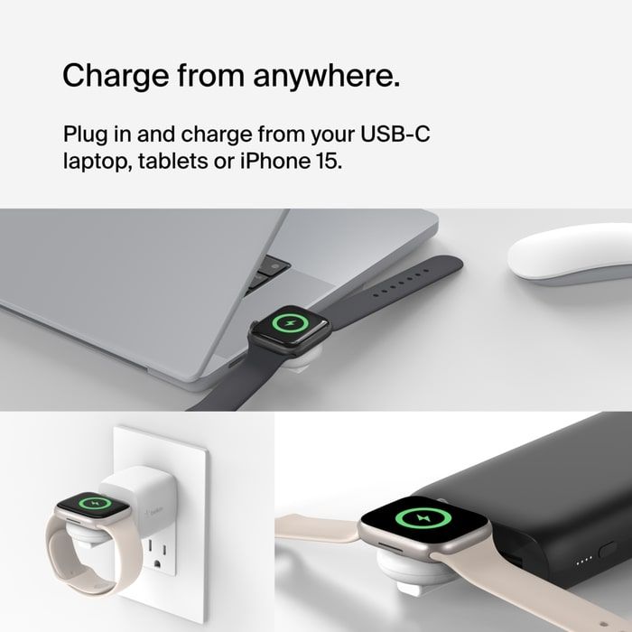 Зарядний пристрій бездротовий Belkin USB-C Apple Watch Charger, білий