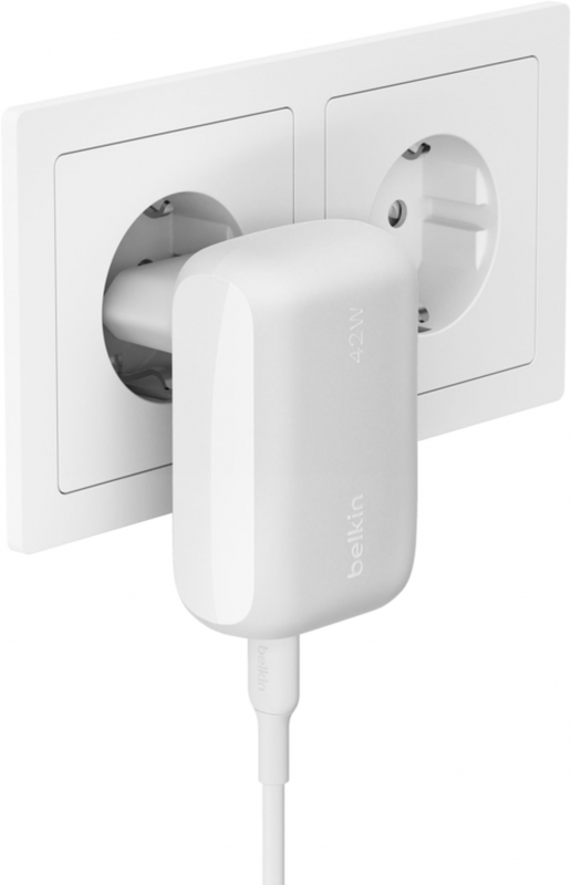 Зарядний пристрій мережевий Belkin 42Вт USB-C PD PPS 30Вт, USB-A 12Вт, білий