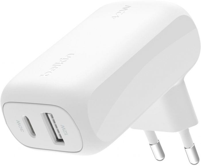 Зарядний пристрій мережевий Belkin 42Вт USB-C PD PPS 30Вт, USB-A 12Вт, білий