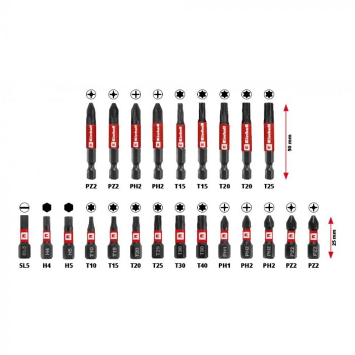 Набір біт і головок Einhell, 1/4", 28шт, кейс