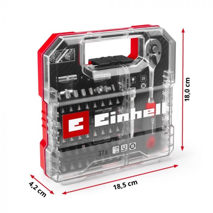 Набір біт і головок Einhell, 1/4" 4-13мм, 37шт, кейс