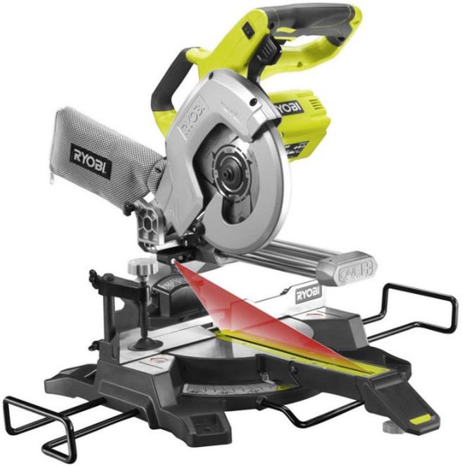 Пила торцювальна акумуляторна Ryobi ONE+ R18MS216-0 18В диск 216мм лазер 14.4кг без АКБ та ЗП