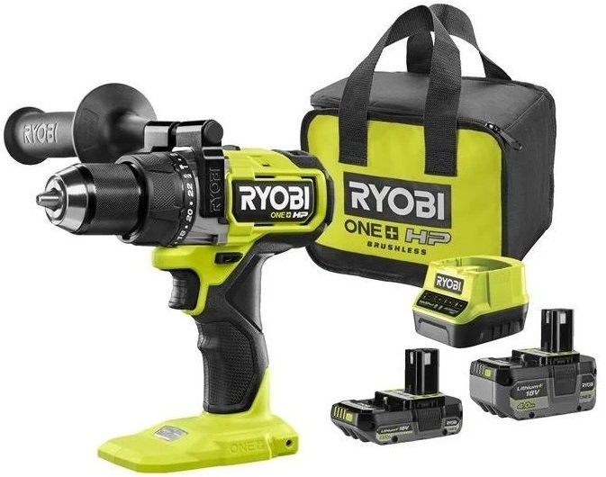 Шурупокрут-дриль ударний акумуляторний Ryobi ONE+ HP RPD18X-242S 18В 1х2А·год 1х4А·год ЗП 95Нм 500·2100об·хв 1.3кг сумка