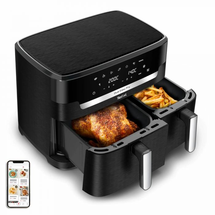 Мультипіч Tefal Dual Easy Fry XXL, 2700Вт, чаша-6.5+4.5л, сенсорне керув., 2 чаши, гриль, пластик, чорний