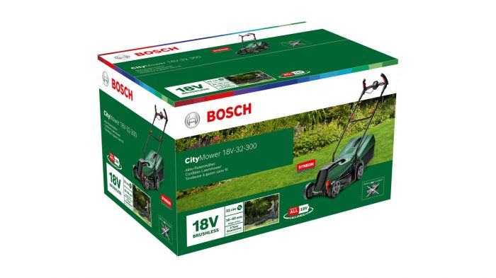 Газонокосарка акумуляторна Bosch CityMower 18V-32-300 18В 32см 31л 30-60мм 8.8кг без АКБ і ЗП