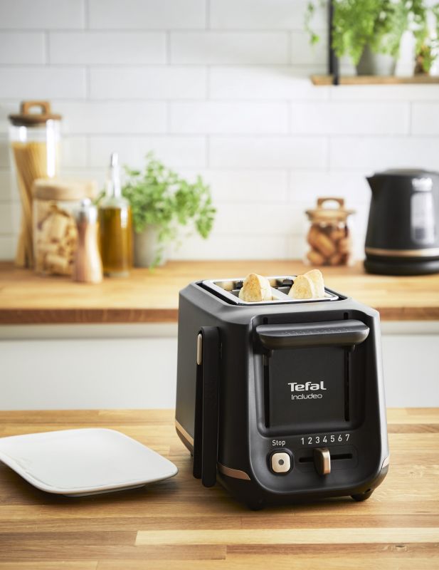 Тостер Tefal Includeo 850Вт, розморожування, щипці, термопластик, чорний