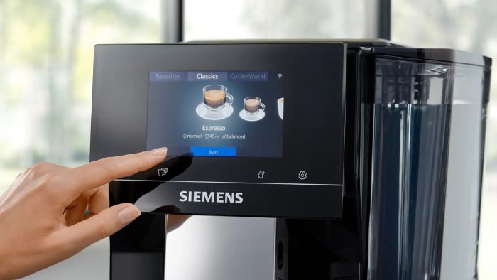 Кавомашина Siemens, 2.4л, зерно+мелена, автомат.капуч, LED-дисплей, авторецептів -19, чорний