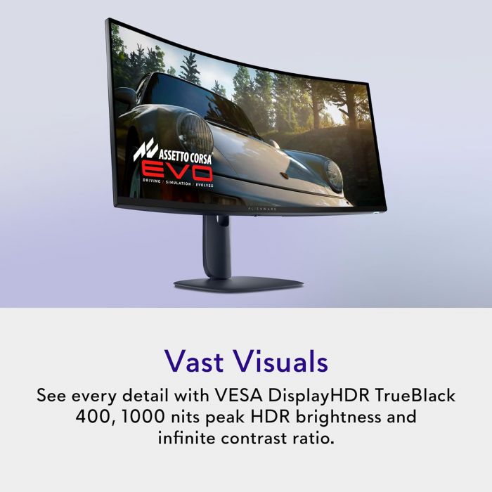 Монітор DELL 34" AW3425DW 2xHDMI, DP, USB, QD-OLED, 3440x1440, 21:9, 240Hz, 0.03ms, DCI-P3 99.3%, CURVED, G-SYNC, FreeSync, AdaptiveSync, HAS, HDR TrueBlack 400