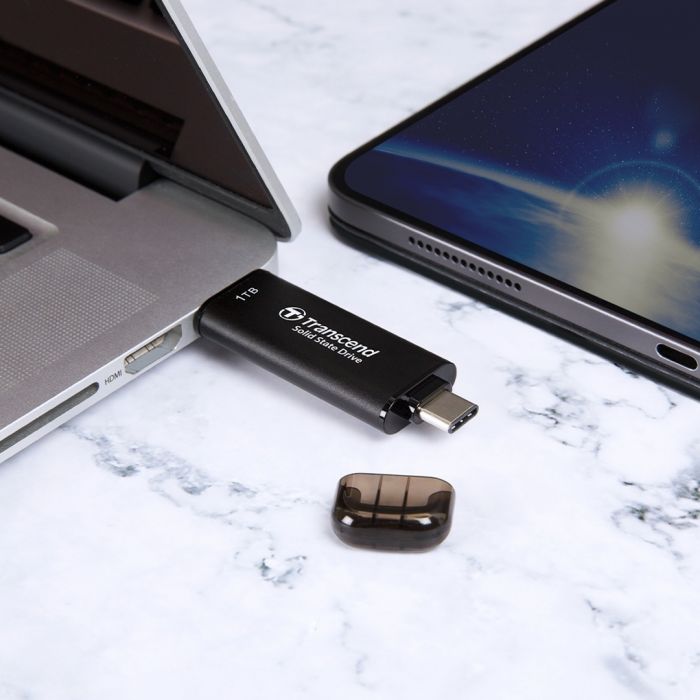 Портативний SSD Transcend 1TB USB 3.1 Gen 2 Type-A + Type-C ESD310 Чорний