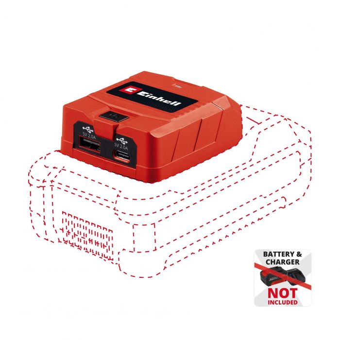 Зарядний пристрій USB акумуляторний Einhell TC-CP 18 Li USB A/C - Solo, PXC, 18В, Type-A/Type-C, 2 A, 0.06 кг (без АКБ і ЗП)