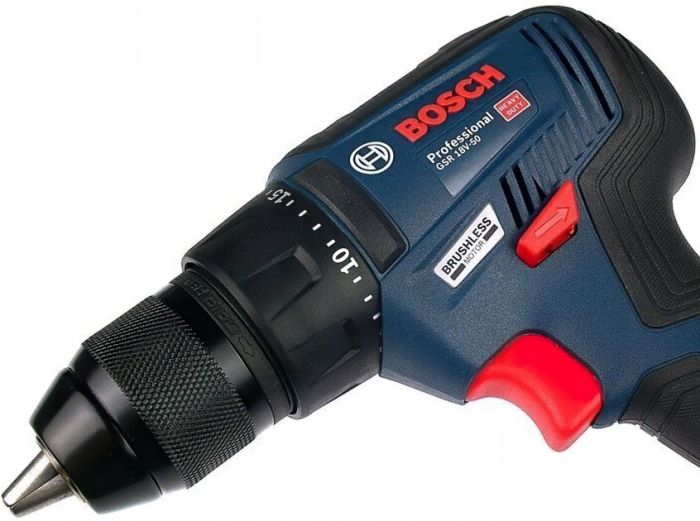 Шуруповерт-дриль Bosch GSR 18 V-50, 18V, 2*2 Ач, 28/50/50 Нм, 460/1800 об/хв, 1кг, кейс, ЗУ, приналежності