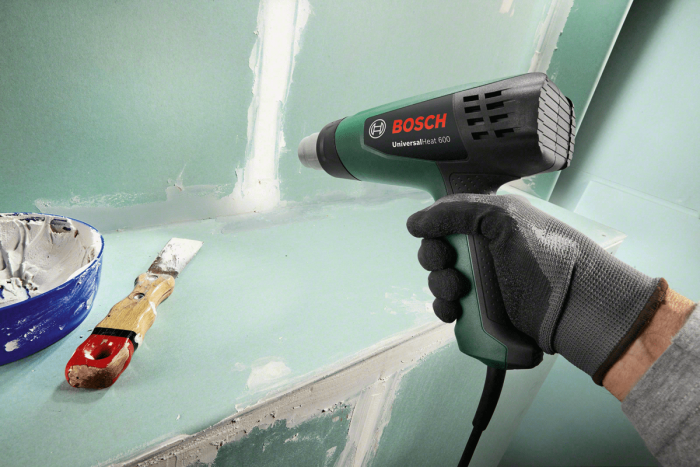 Фен будівельний Bosch UniversalHeat 600, 1800Вт, 200/350/500л/хв, 50/300/600°C, 0.53 кг