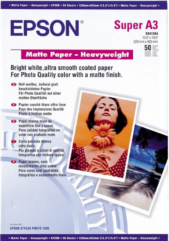 Папір Epson A3+ Matte Paper-Heavyweight, 50арк.