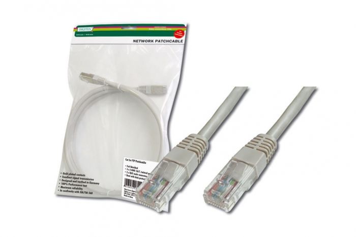 Патч-корд DIGITUS CAT 5e UTP, 2м, AWG 26/7, PVC, сірого кольору