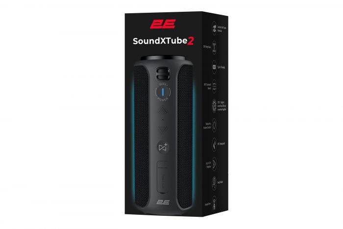 Акустична система 2E SoundXTube2 TWS, MP3, Wireless, Waterproof Black