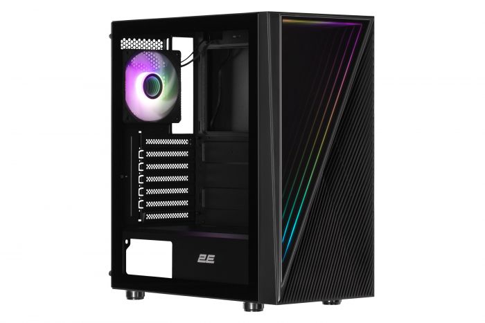 Корпус 2E GAMING INFINITY G205А, без БЖ, 2xUSB 3.0, 1xUSB Type-C, 1x120mm ARGB fan, 2x120mm fans, ARGB strip, TG Side Panel, ATX, Black