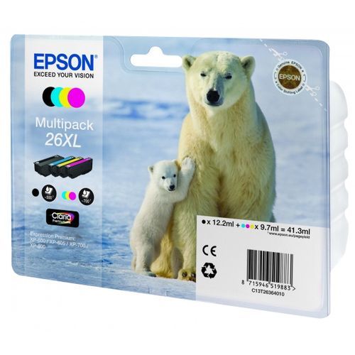 Картридж Epson 26XL XP600/605/700 Bundle (C,M,Y,Bkp) (500 стр)