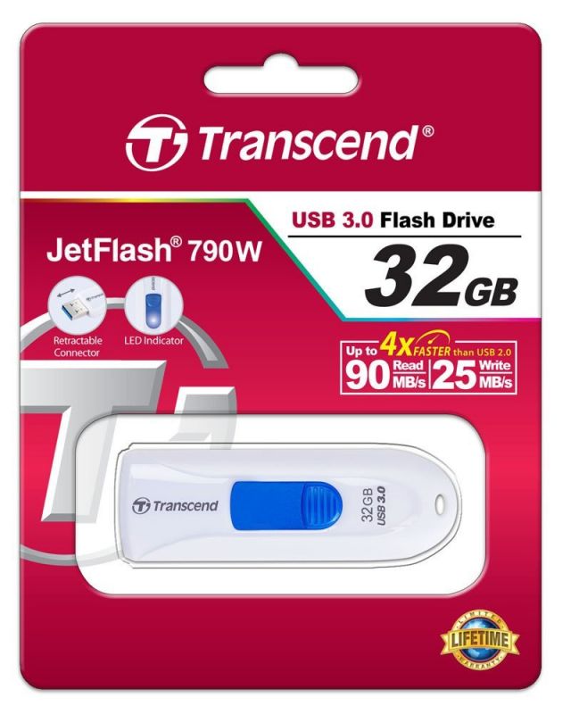 Накопичувач Transcend  32GB USB 3.1 JetFlash 790 White