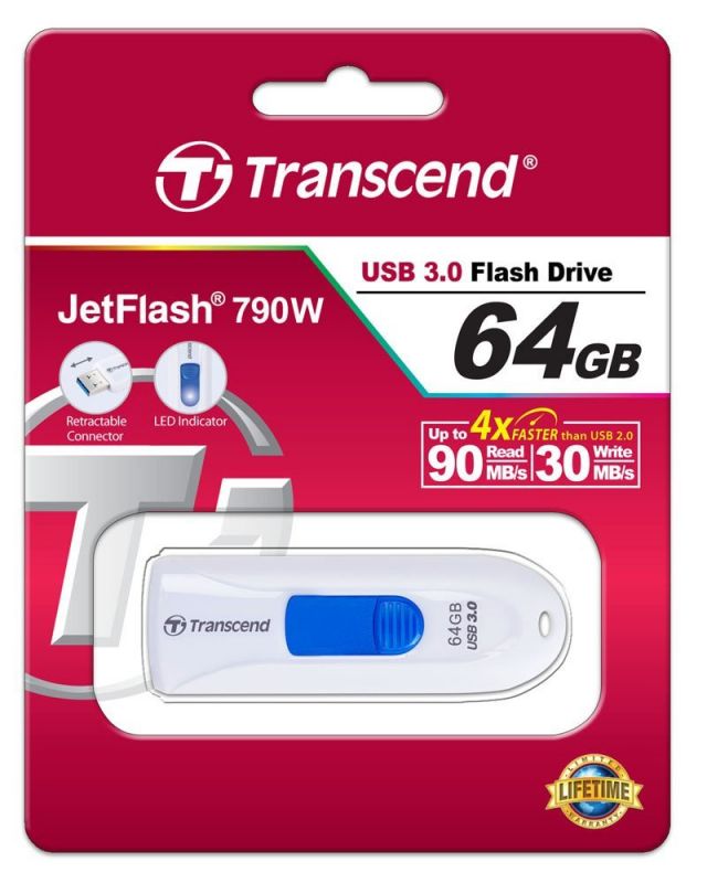 Накопичувач Transcend  64GB USB 3.1 JetFlash 790 White