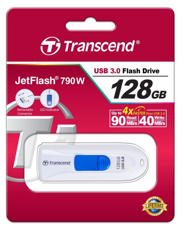 Накопичувач Transcend 128GB USB 3.1 JetFlash 790 White