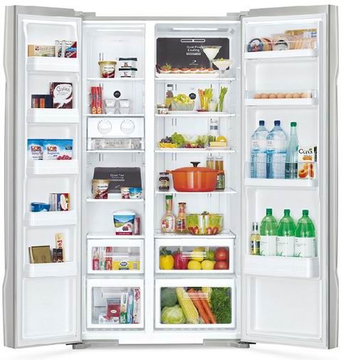 Холодильник SBS HITACHI R-S700PUC2GS, 180х77х92см, 2 дв., Х- 377л, М- 228л, A++, NF,  Інвертор, Сріблястий (скло)