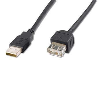 Кабель Digitus USB 2.0 (AM/AF) 1.8m, black