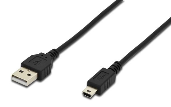 Кабель Digitus USB 2.0 (AM/miniB 5pin) 1.8m, black