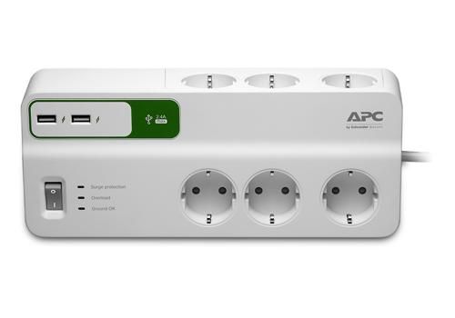 Фільтр мережевий APC Essential SurgeArrest 6 outlets + 2 USB (5V, 2.4A) port