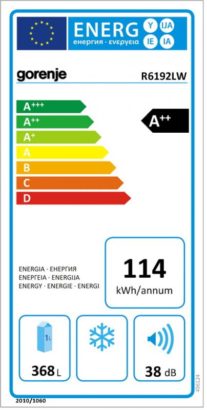 Холодильна камера Gorenje R6192LW, 185х64х60см, 1 двері, 370л, А++, ST , Зона св-ті, Зовн. Диспл, Білий