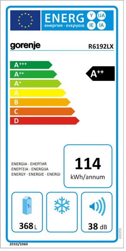 Холодильна камера Gorenje R6192LX, 185х64х60см, 1 двері, 370л, А++, ST , Зона св-ті, Зовн. Диспл, нерж