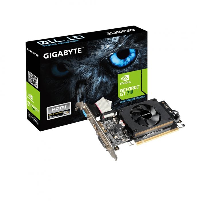 Вiдеокарта GIGABYTE GeForce GT710 2GB DDR3 64bit HDMI-DVI-VGA low profile