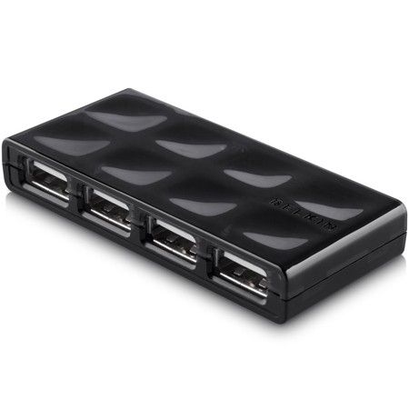 Концентратор USB 2.0, 4 порта Belkin USB Mobile Hub активний, з БЖ, Black/Чорний