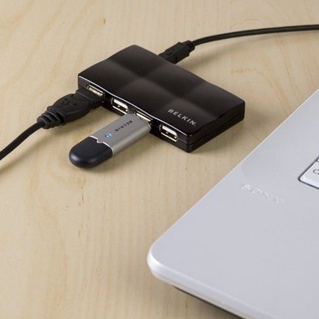 Концентратор USB 2.0, 4 порта Belkin USB Mobile Hub активний, з БЖ, Black/Чорний