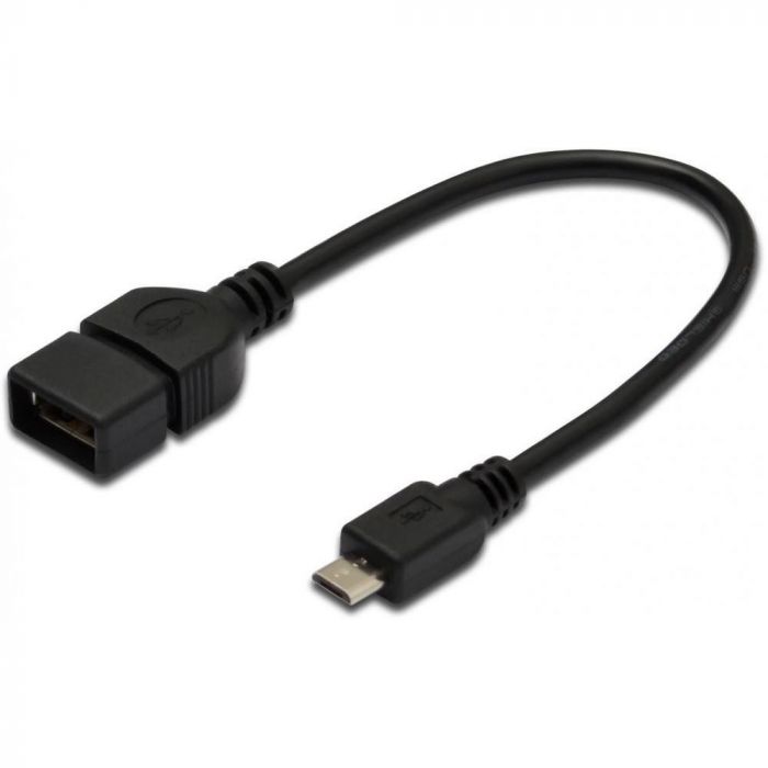 Адаптер Digitus USB 2.0 (AF/microB) OTG 0.2m, black